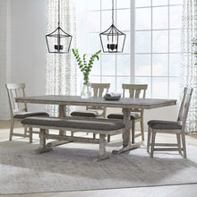 Hallendale 6 Piece Trestle Table Set - Gravel Wash