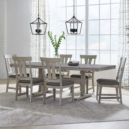 Hallendale 7 Piece Trestle Table Set - Gravel Wash