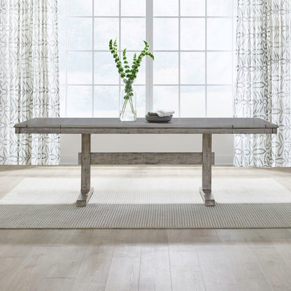 Hallendale 7 Piece Trestle Table Set - Gravel Wash