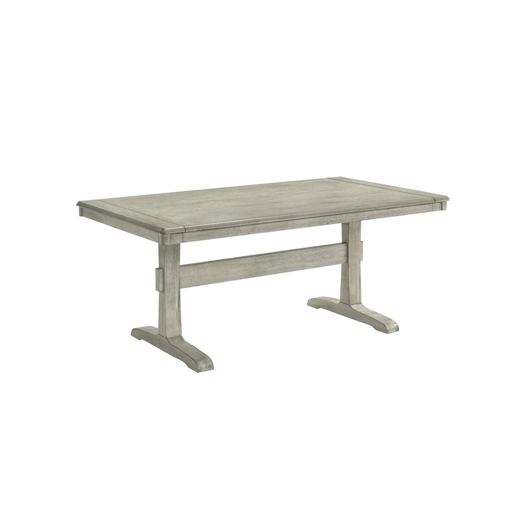 Hallendale Trestle Table Set - Gravel Wash Oak Wood