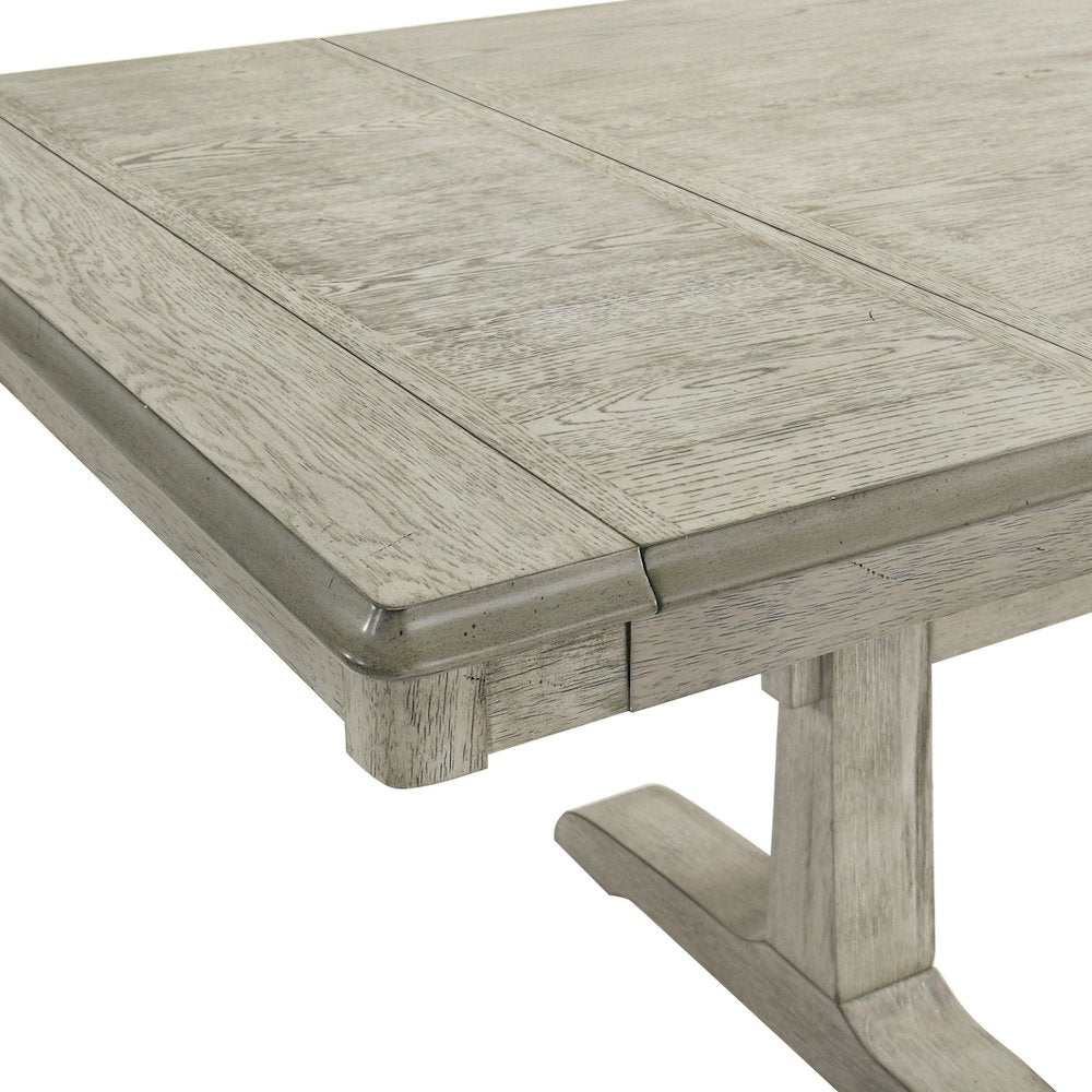 Hallendale Trestle Table Set - Gravel Wash Oak Wood