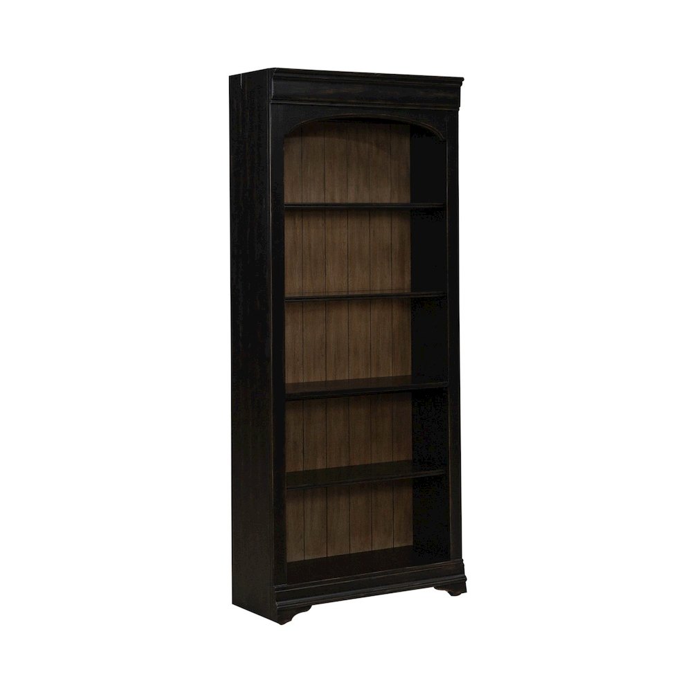 Bookcase for Home Office Touch LED Light- Aged Charcoal,Rub Thru & Caramel