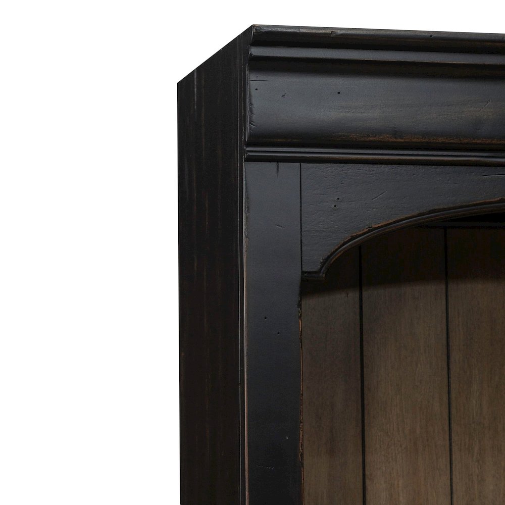 Bookcase for Home Office Touch LED Light- Aged Charcoal,Rub Thru & Caramel