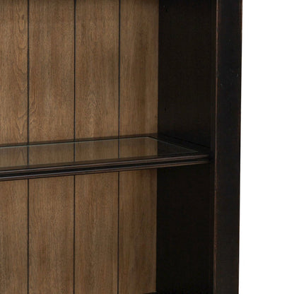 Bookcase for Home Office Touch LED Light- Aged Charcoal,Rub Thru & Caramel