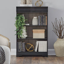 Meritage 48 Inch Bookcase for Home Office - Aged Charcoal w/ Rub Thru & Caramel