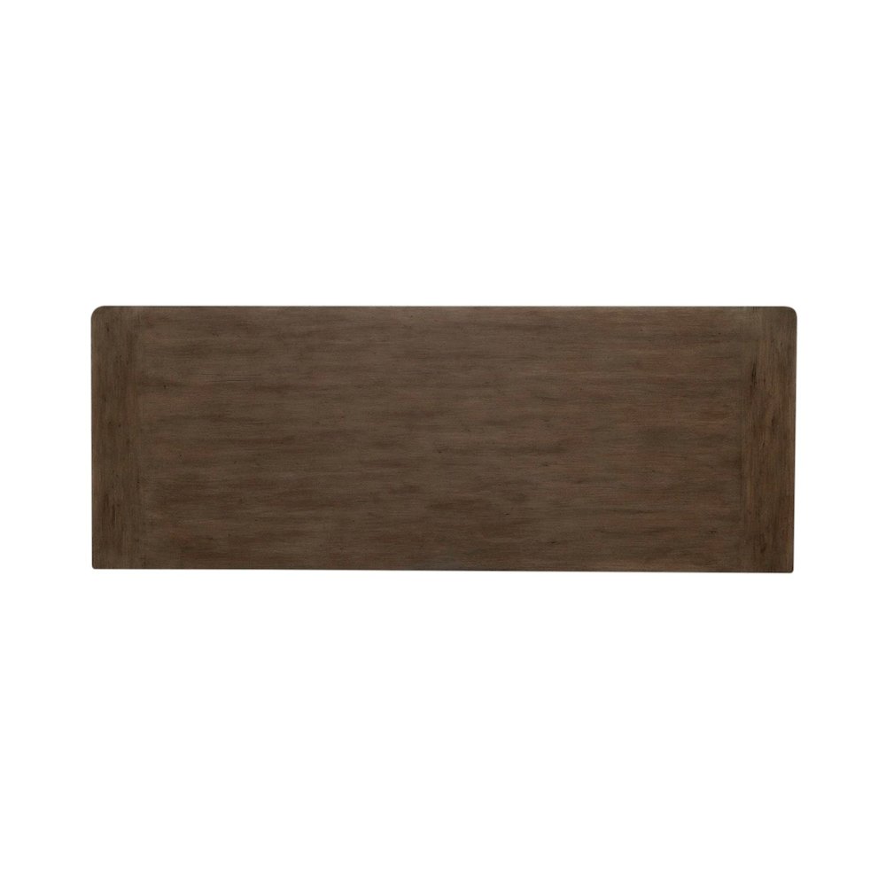 Credenza Desk for Home Office - Aged Charcoal, Rub Thru & Caramel