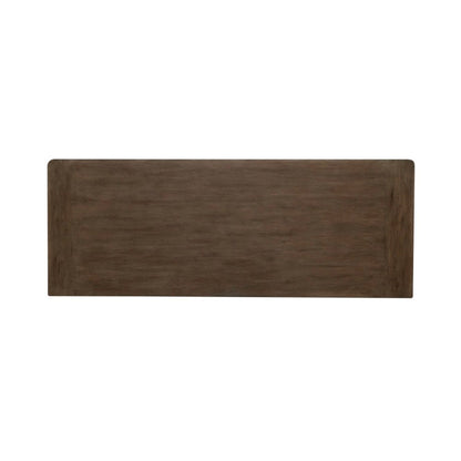 Credenza Desk for Home Office - Aged Charcoal, Rub Thru & Caramel