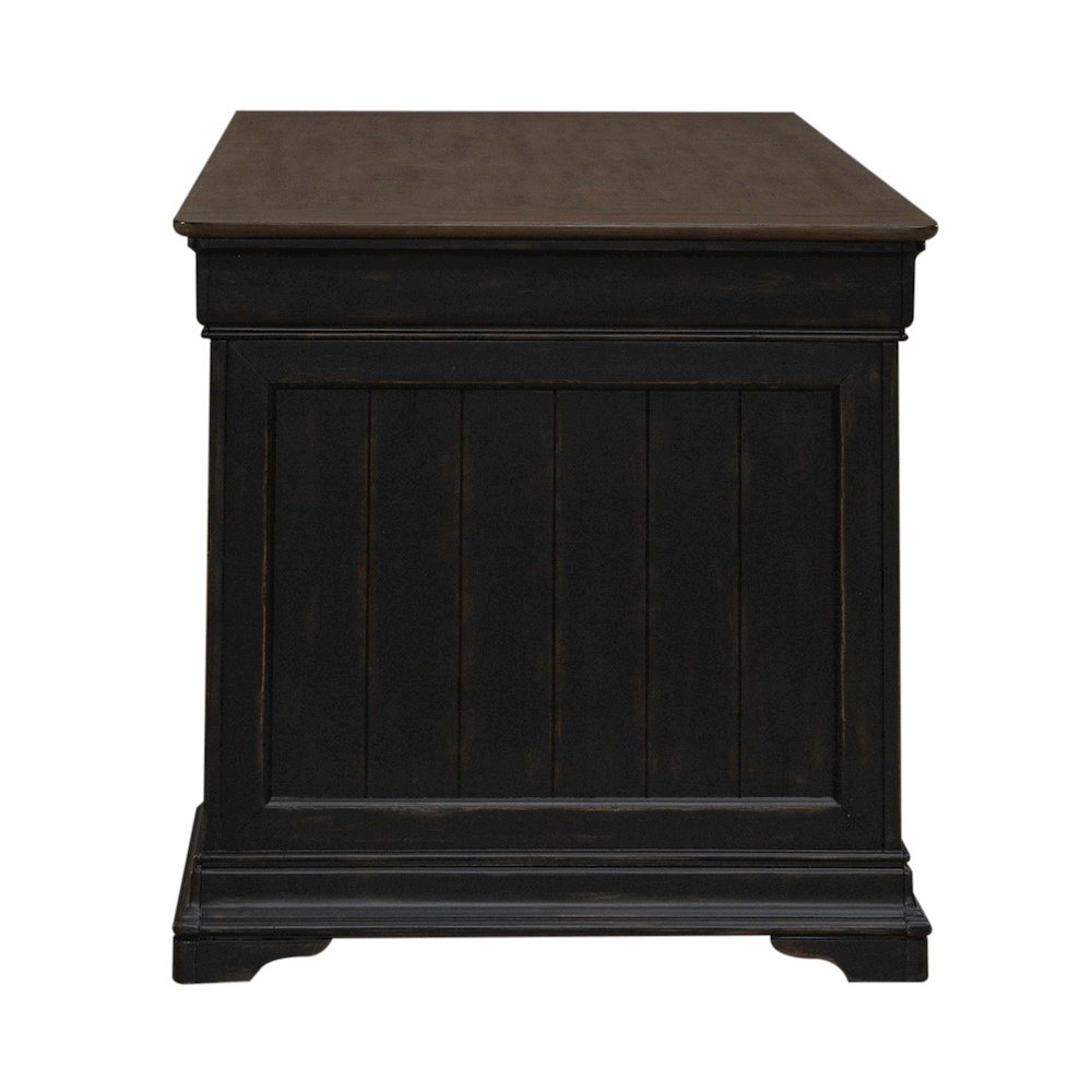 Meritage Jr Executive Desk for Home Office - Aged Charcoal w/ Rub Thru & Caramel