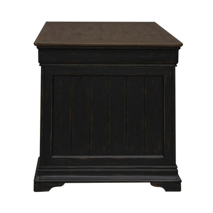 Meritage Jr Executive Desk for Home Office - Aged Charcoal w/ Rub Thru & Caramel