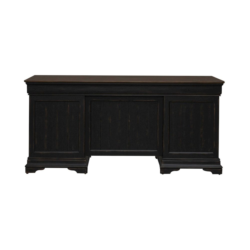 Meritage Jr Executive Desk for Home Office - Aged Charcoal w/ Rub Thru & Caramel