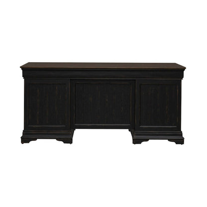 Meritage Jr Executive Desk for Home Office - Aged Charcoal w/ Rub Thru & Caramel