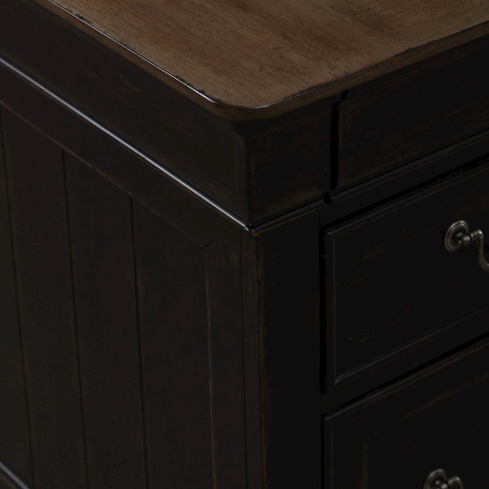 Meritage Jr Executive Desk for Home Office - Aged Charcoal w/ Rub Thru & Caramel