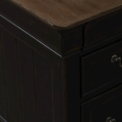 Meritage Jr Executive Desk for Home Office - Aged Charcoal w/ Rub Thru & Caramel
