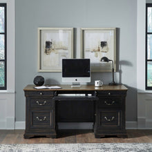Meritage Jr Executive Desk for Home Office - Aged Charcoal w/ Rub Thru & Caramel