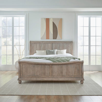 Rustic Traditions California King Sleigh Bed - Saddle Tan Birch Wood