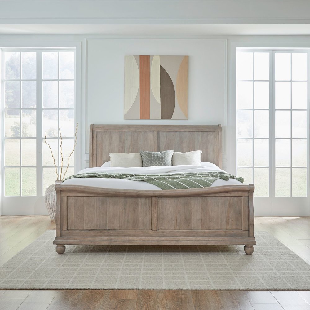 Rustic Traditions Queen Sleigh Bed - Saddle Tan Birch Wood