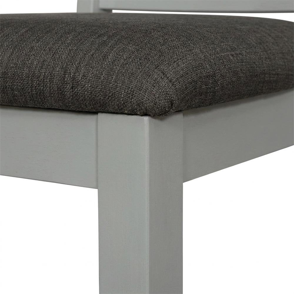 Rubberwood Upholstered Ladder Back Dining Chairs, Grey, Set of 2
