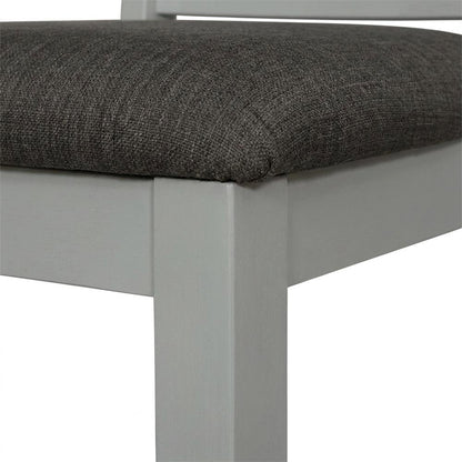 Rubberwood Upholstered Ladder Back Dining Chairs, Grey, Set of 2