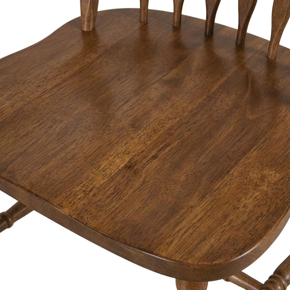 Solid Wood Windsor Dining Chairs, Spindle-Back Cottage Kitchen Seats, Set of 2