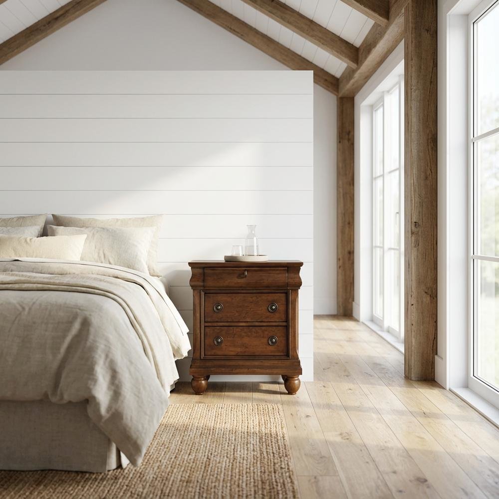 Rustic Cherry Nightstand with Traditional Style and Ample Storage