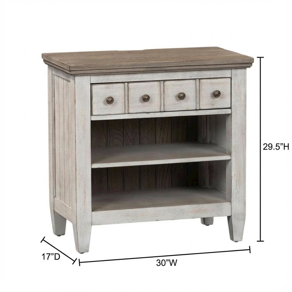 White Nightstand with Charging Station and Farmhouse Style