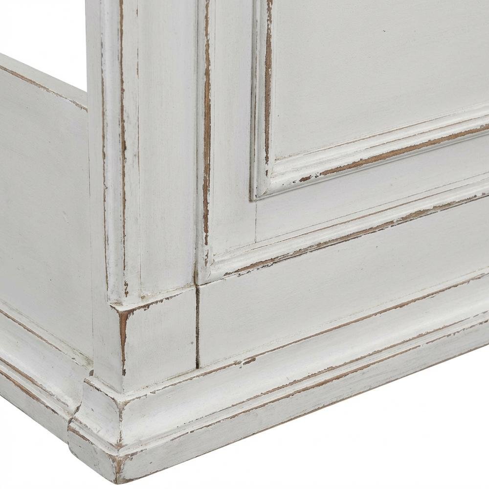 Antique White Panel Headboard, Weathered Bark Finish Solid Wood Construction