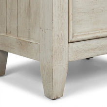 White Farmhouse Nightstand with Charging Station and Storage Space