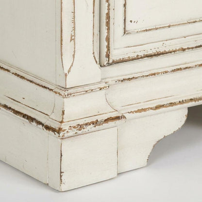 Antique White Nightstand with Charging Station and Storage