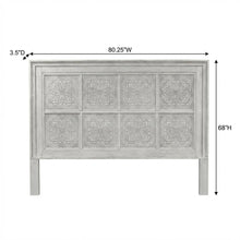 King Headboard Antique White with Tobacco Top Solid Wood Panel Design