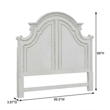 Antique White Panel Headboard, Weathered Bark Finish Solid Wood Construction