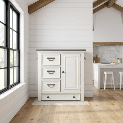 Cottage Pine Dog Feeding Station Cabinet with Pet Food Storage Drawers