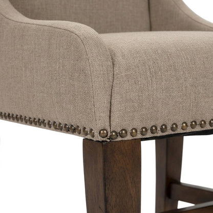 Upholstered Traditional Dining Chairs for Living Room, Brown, Set of 2