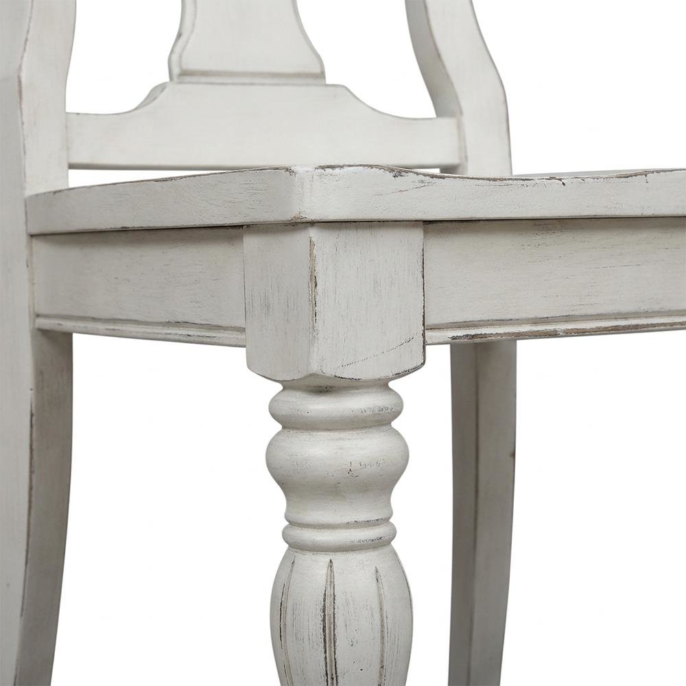 Rubberwood Splat Back Dining Chairs with Chenille Upholstery, White, Set of 2
