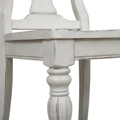 Rubberwood Splat Back Dining Chairs with Chenille Upholstery, White, Set of 2