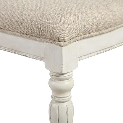 Chenille Upholstered Splat-Back Rubberwood Dining Chair, White, Set of 2