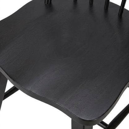 Rubberwood Windsor Back Solid Wood Dining Chair, Brown, Set of 2
