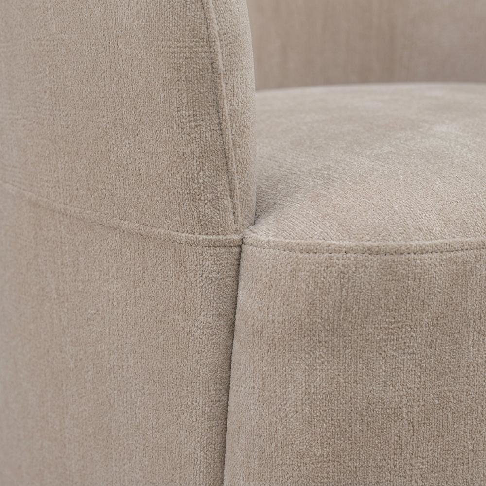 Solid Wood Upholstered Accent Dining Chair with Castors, Eclectic Style, Brown