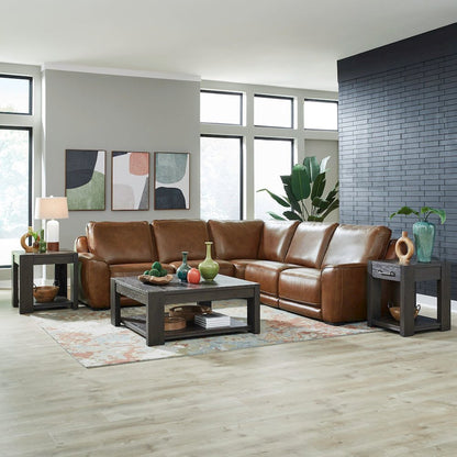 Blake Power Reclining 5 Piece Sectional Sofa- Venetian Honey Leather