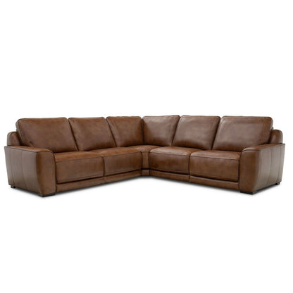 Blake Power Reclining 5 Piece Sectional Sofa- Venetian Honey Leather