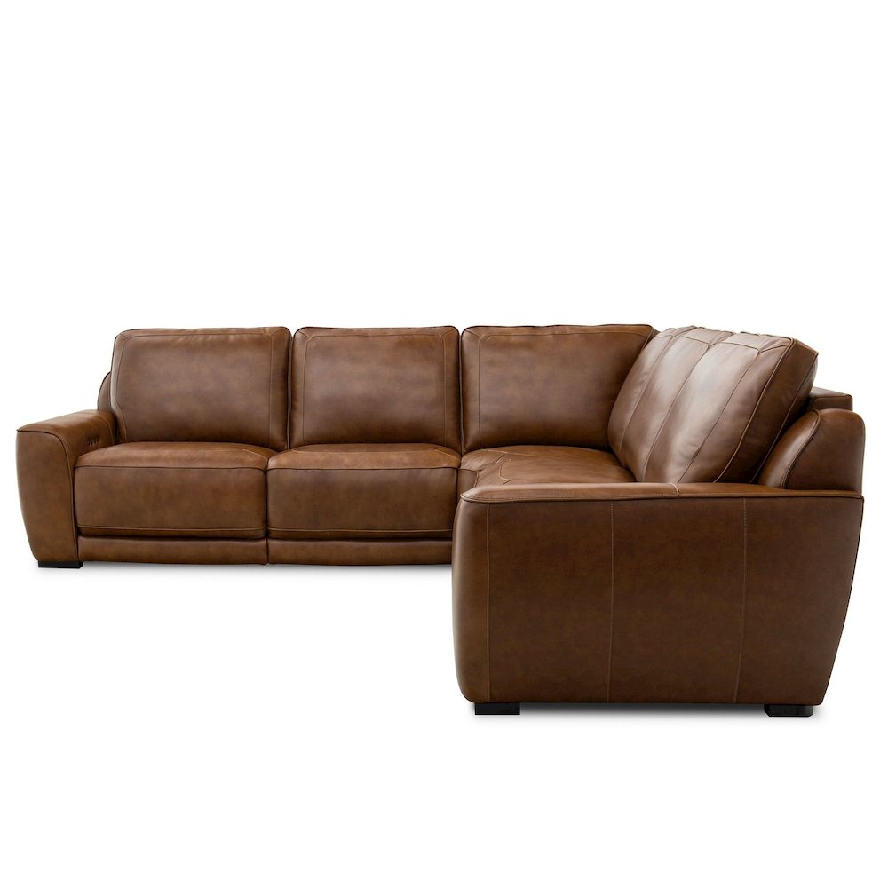Blake Power Reclining 5 Piece Sectional Sofa- Venetian Honey Leather