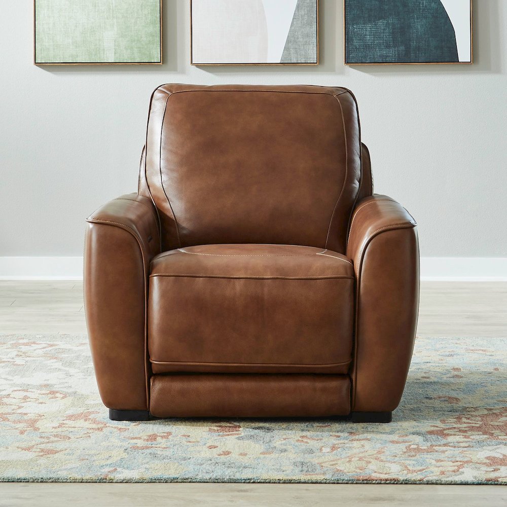Blake Zero Wall Power Recline Set with Sofa & Loveseat - Venetian Honey Leather