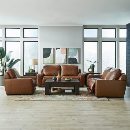 Blake Power Recline Set with Sofa, Loveseat & Recliner - Venetian Honey Leather