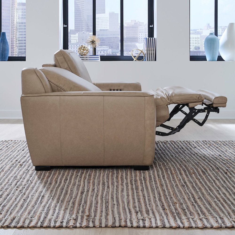 Blake Zero Wall Power Recline Set with Sofa & Loveseat - Sophia Oatmeal Leather
