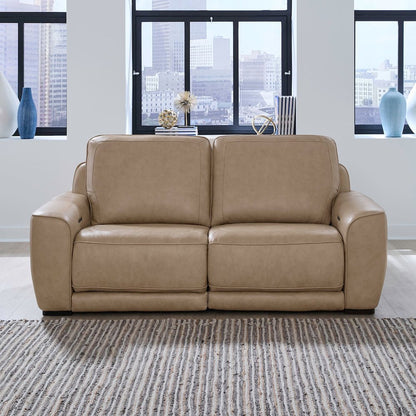 Blake Zero Wall Power Recline Set with Sofa & Loveseat - Sophia Oatmeal Leather