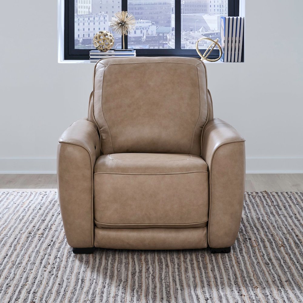 Blake Zero Wall Power Recline Set with Sofa & Recliner - Sophia Oatmeal Leather