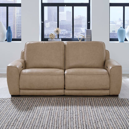 Blake Zero Wall Power Recline Set with Sofa & Recliner - Sophia Oatmeal Leather