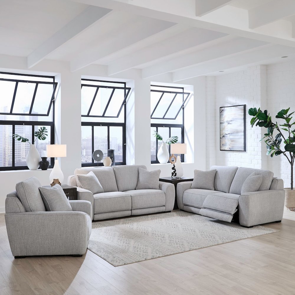 Blake Power Recline Set with Sofa, Loveseat & Recliner - Estero Smoke Fabric