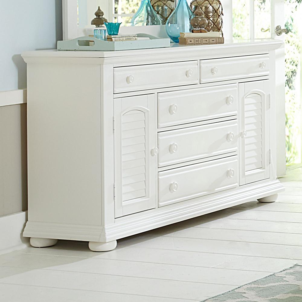 Summer House I 2 Door 5 Drawer Dresser in Oyster White