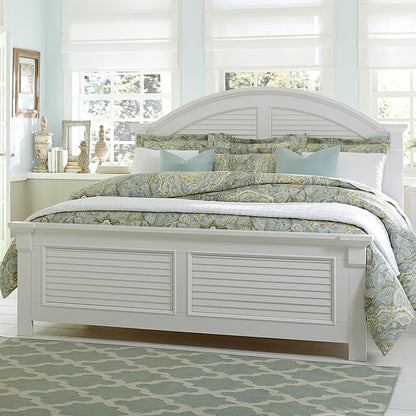 Summer House I King Panel Bed in Oyster White