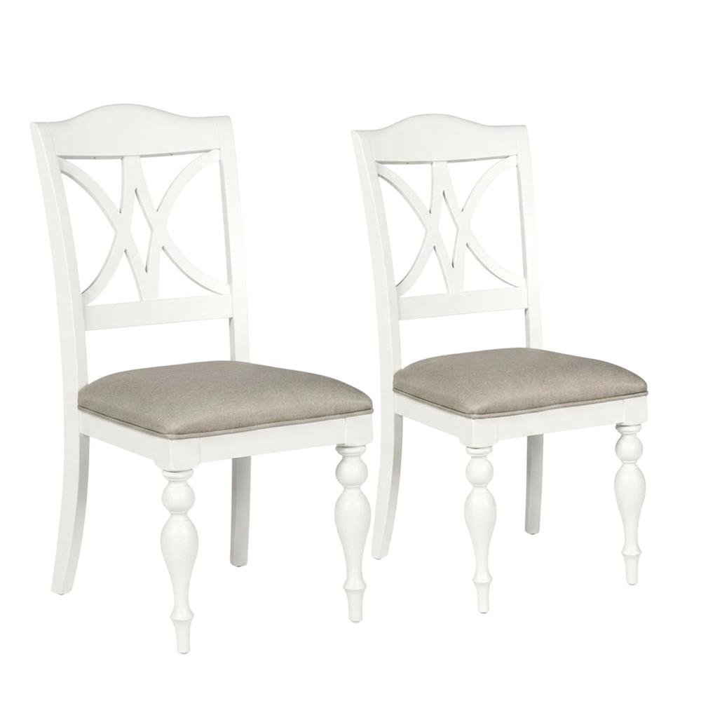 Solid Wood Slat-Back Dining Chairs for Kitchen and Dining Room, White, Set of 2